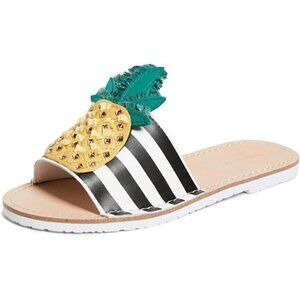 KATE SPADE NEW YORK Womens 6 M Icarus Slide Sandals Striped Pineapple NEW